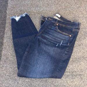 Loft Brand Curvy Skinny Dark Wash Distressed Jeans - Size 31/12